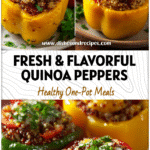 Colorful Stuffed Peppers With Quinoa on a plate showing a Healthy Meal Option for Wegovy Recipes and Prediabetic Meals