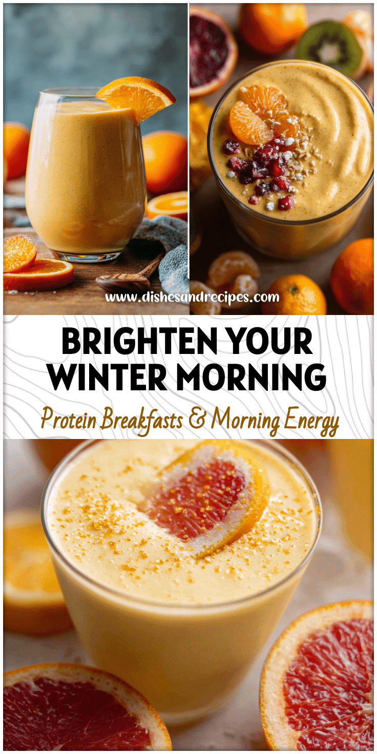 A bright winter smoothie made with citrus and fall fruits, styled as Nourishing Smoothies and Drinks For Winter.