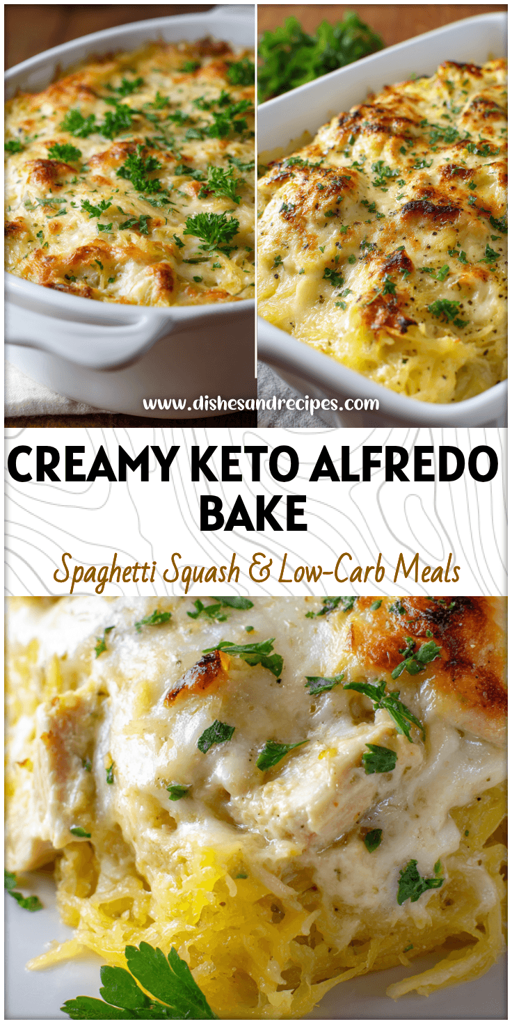 Creamy Chicken Alfredo Spaghetti Squash Bake (Keto & Low Carb) 4 Creamy Chicken Alfredo Spaghetti Squash Bake Keto Low Carb