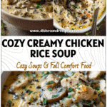 Creamy Chicken & Wild Rice Soup with Mushrooms 5 Bowl of Creamy Chicken And Mushroom And Wild Rice Soup topped with herbs and sliced mushrooms.