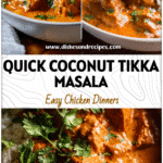 A bowl of creamy Chicken Tikka Masala Instant Pot made with coconut milk and rich Masala Sauce.