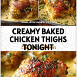 Creamy Oven Baked Chicken Thighs Recipe for Cozy Dinner Nights 5 Plate of creamy oven baked chicken thighs in rich sauce served with herbs and sides.