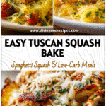 A plate of creamy Tuscan Spaghetti Squash Chicken Parmesan showing golden Chicken Spagetti Squash with sauce and herbs.