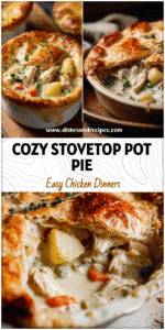 Freshly baked Homemade Chicken Pot Pie with golden crust, potatoes, and creamy filling for an Easy Fast Comfort Food Dinner.