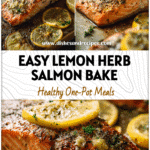 Golden Lemon Garlic Salmon Baked on a sheet pan with herbs and lemon butter, a perfect Salmon In A Pan recipe.