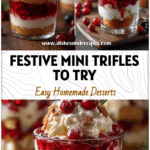 Festive Mini Trifles: Easy Individual Desserts For Christmas Parties 5 Colorful mini trifle desserts layered with whipped cream and berries in glass cups for a holiday table.