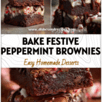 Festive Peppermint Brownies for Cozy Winter Baking 5 Stack of festive peppermint brownies with chocolate drizzle and candy cane bits for Holiday Desserts.