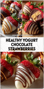 Penny Stansberry 3 Healthy Chocolate Covered Strawberries coated in creamy yogurt with Peanut Butter Yogurt swirl for Lactose Free Recipes.