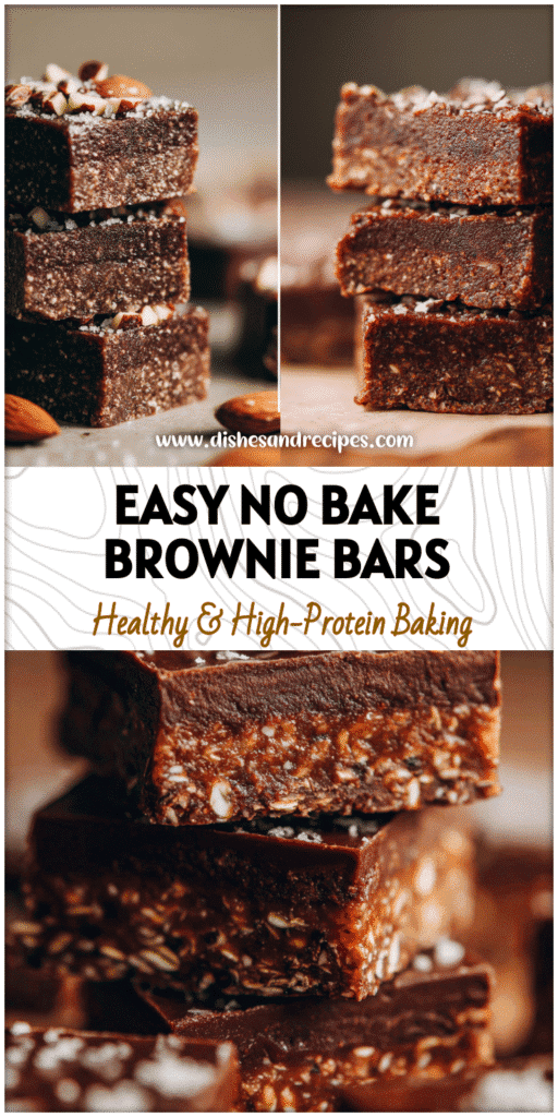 Stacked Vegan Almond Butter Brownies showing layers of fudgy Healthy No Bake Almond Butter Bars and Raw Vegan Desserts style texture.