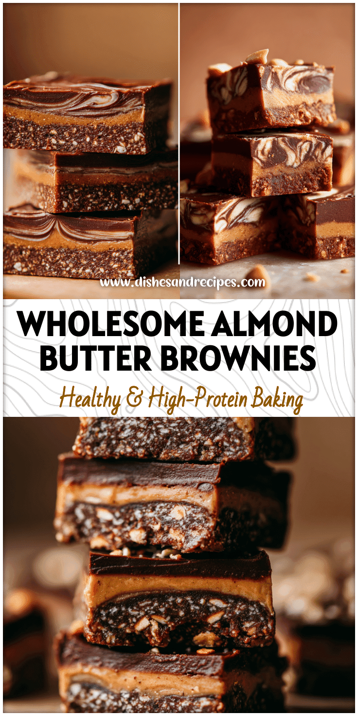 Stacked vegan Almond Butter Brownie Bars showing chocolate layers and nut butter swirl, perfect Raw Vegan Desserts.