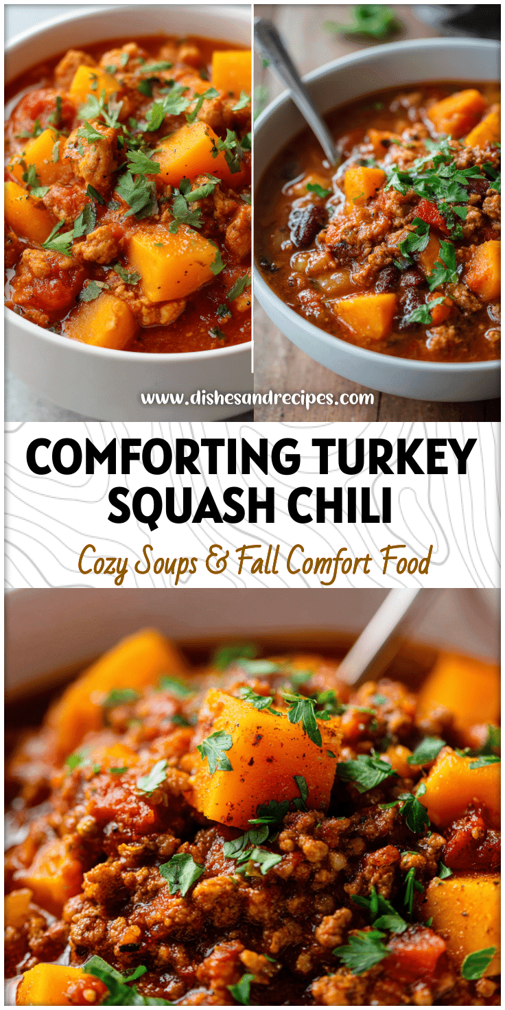 Close-up of Turkey Butternut Squash Chili Crockpot served with fresh herbs in a bowl