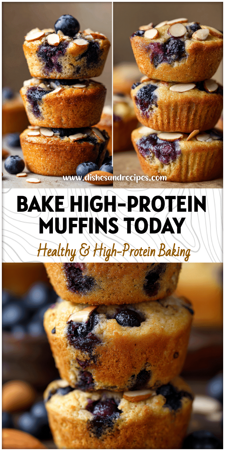 Stack of golden Healthy Yogurt Muffins made with almond flour, Greek yogurt, and blueberries for a Macro Friendly Baking look.