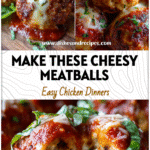 How To Make Chicken Parmesan Meatballs Recipe Everyone Will Love 5 Baked Chicken Parmesan Meatballs covered in tomato marinara sauce and sprinkled with fresh basil.