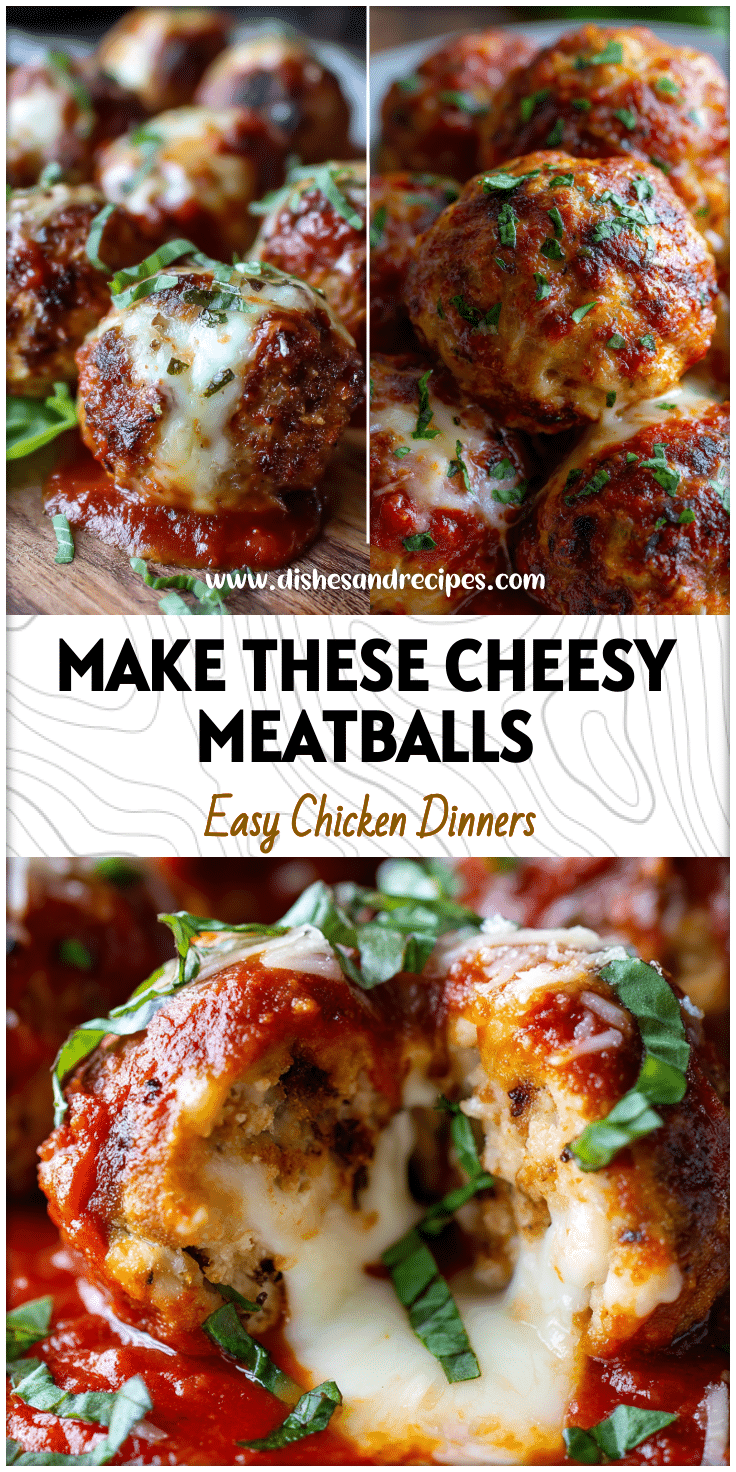 Baked Chicken Parmesan Meatballs covered in tomato marinara sauce and sprinkled with fresh basil.