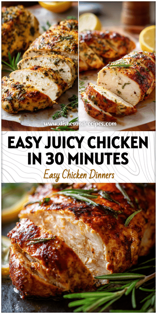 Home 35 Juicy paleo baked chicken breast served on a plate with herbs and lemon for a healthy dinner