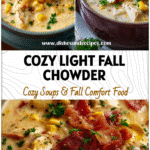 Bowl of creamy chicken and corn chowder with bacon and parsley for a cozy fall meal