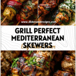 Mediterranean Chicken Skewers with Flavorful Souvlaki Marinade 5 Juicy Mediterranean Chicken Kabobs with Souvlaki Marinade and Moroccan-spiced flavors served on skewers.