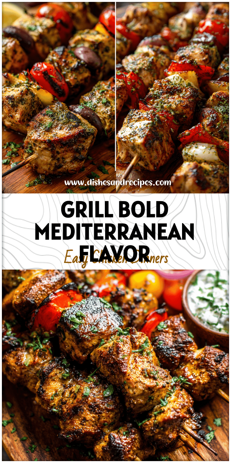Mediterranean Chicken Skewers cooked with Souvlaki Marinade, Moroccan-spiced Chicken Kabobs, and Greek Chicken Kabobs.