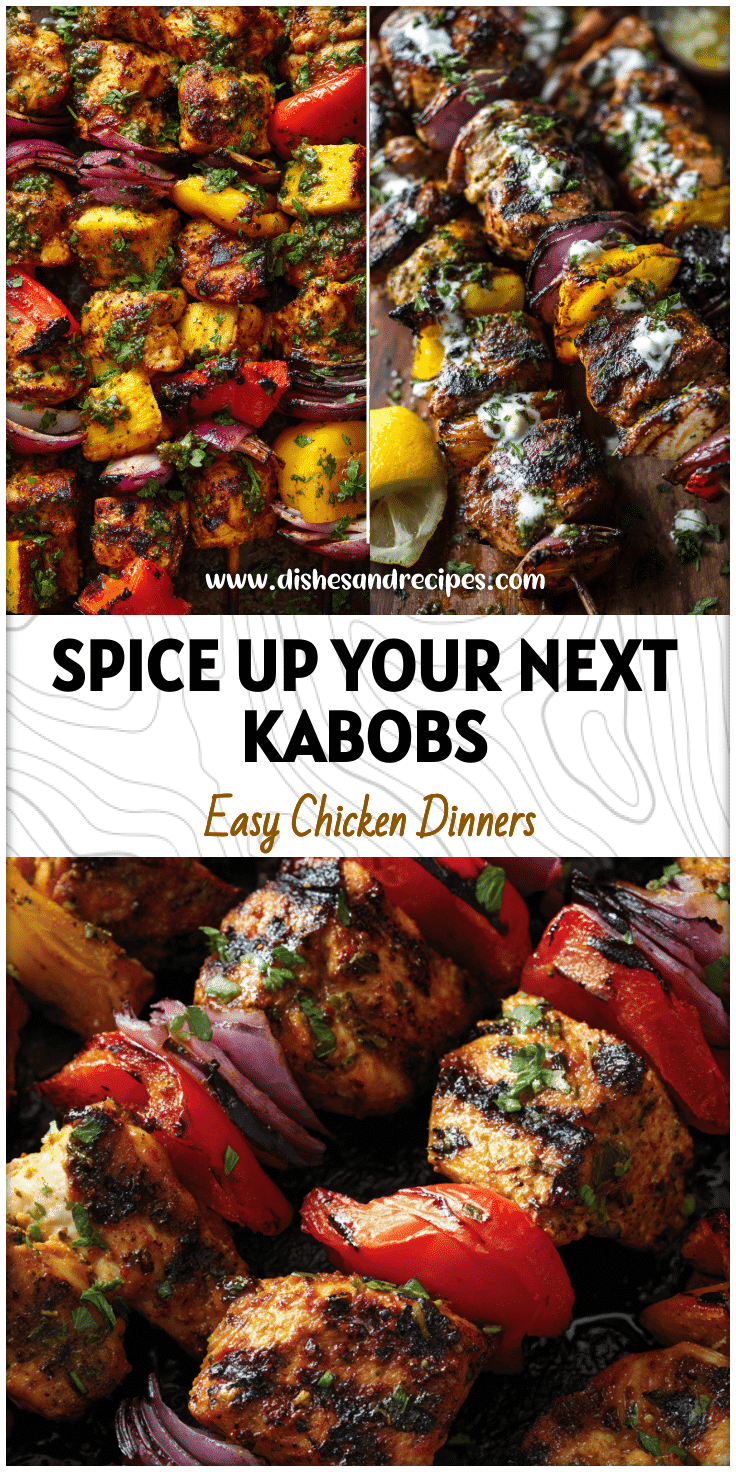 Colorful Moroccan-spiced Chicken Kabobs on grill with citrus and herbs inspired by Souvlaki Marinade.