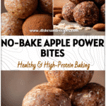Stack of no-bake apple sauce protein balls with oats and cinnamon ideal for Healthy Apple Snack Ideas.