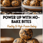 Round Peanut Butter Chocolate Chip Energy Bites stacked on a rustic plate with flax seed and oats.