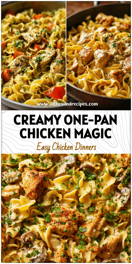 Home 30 Creamy garlic butter chicken served on egg noodles in a one-pan dinner with fresh herbs.