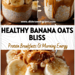 A jar of Low Sugar Banana Overnight Oats layered with peanut butter and banana slices for a Good Overnight Oats Recipe.