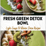 Refreshing Green Detox Smoothie Bowl for a Healthy Start 5 Vibrant green detox smoothie bowl topped with fruit and seeds for Delicious Green Smoothie Recipes inspiration