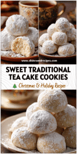 Madison Whitaker 3 Plate of Classic Russian Tea Cakes dusted with powdered sugar for Christmas tea and winter cookie gatherings