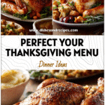 Golden roast turkey surrounded by colorful Thanksgiving side dishes on a festive dinner table.