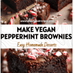 Vegan Peppermint Brownies That Taste Like Christmas Magic 5 Vegan peppermint brownies cut into squares with candy cane sprinkles for a Christmas dessert.