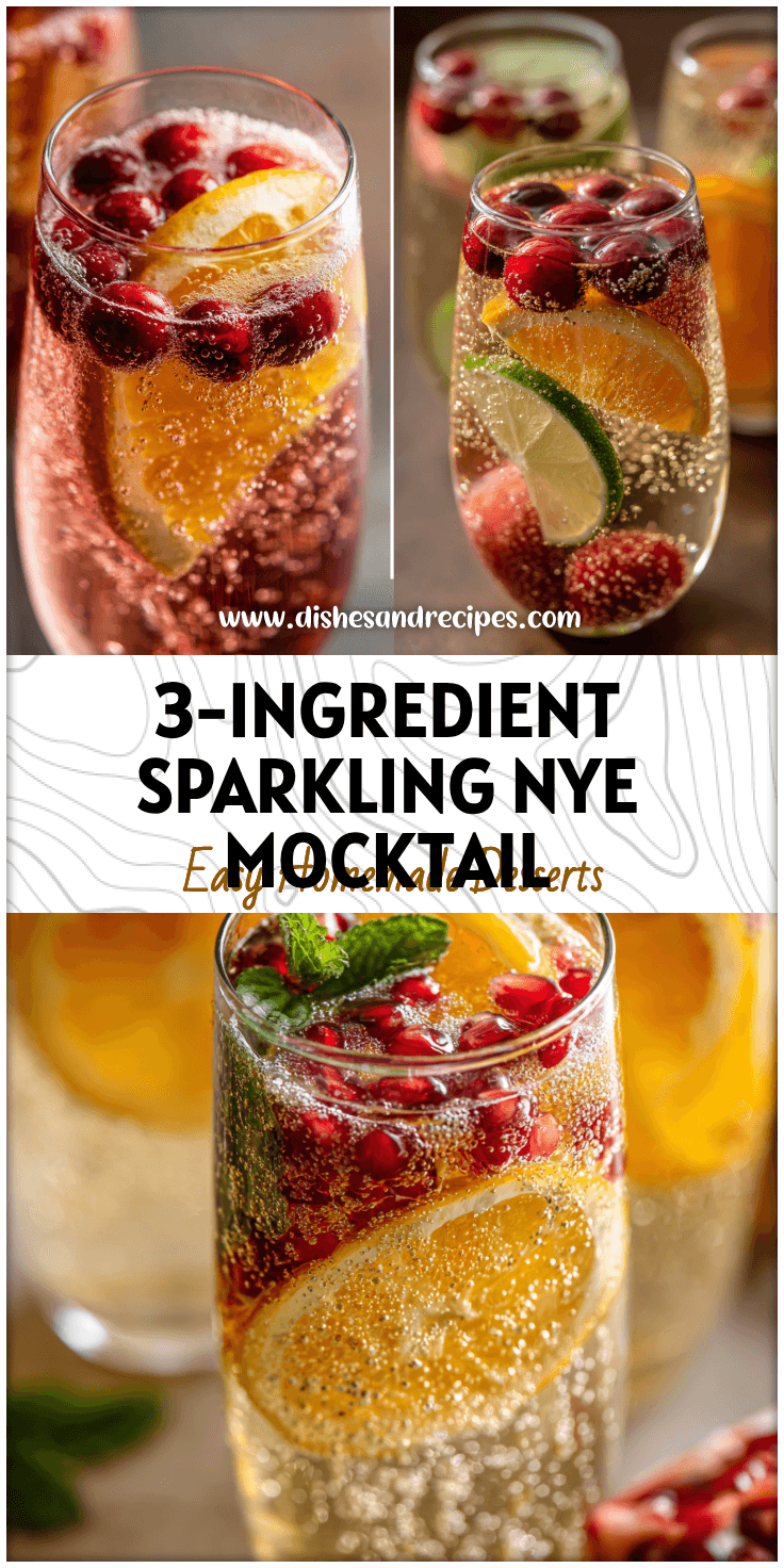 A glass of sparkling mock champagne garnished with fruit, perfect for Non Alcoholic Drinks for NYE.