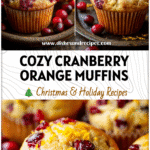 Bakery-Style Cranberry Orange Muffins With Fresh Cranberries 5 Freshly baked Cranberry Orange Muffins with fresh cranberries and orange zest on a rustic tray.