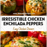 Baked Chicken Enchilada Stuffed Peppers filled with seasoned chicken and melted cheese using colorful Mexican Bell Peppers.