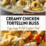 Creamy Chicken Tortellini Alfredo Soup Recipe for Cozy Nights 5 A bowl of creamy Chicken Tortellini Alfredo Soup topped with herbs and tender chicken pieces.