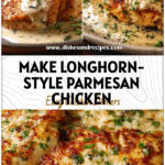 Creamy Garlic Parmesan Chicken on a plate topped with fresh herbs inspired by Longhorn Steakhouse flavors