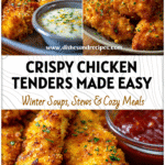 Crispy Air Fryer Chicken Tenders Recipe Everyone Loves 5 Plate of crispy Air Fryer Chicken Tenders served with dipping sauce and herbs, golden and crunchy.