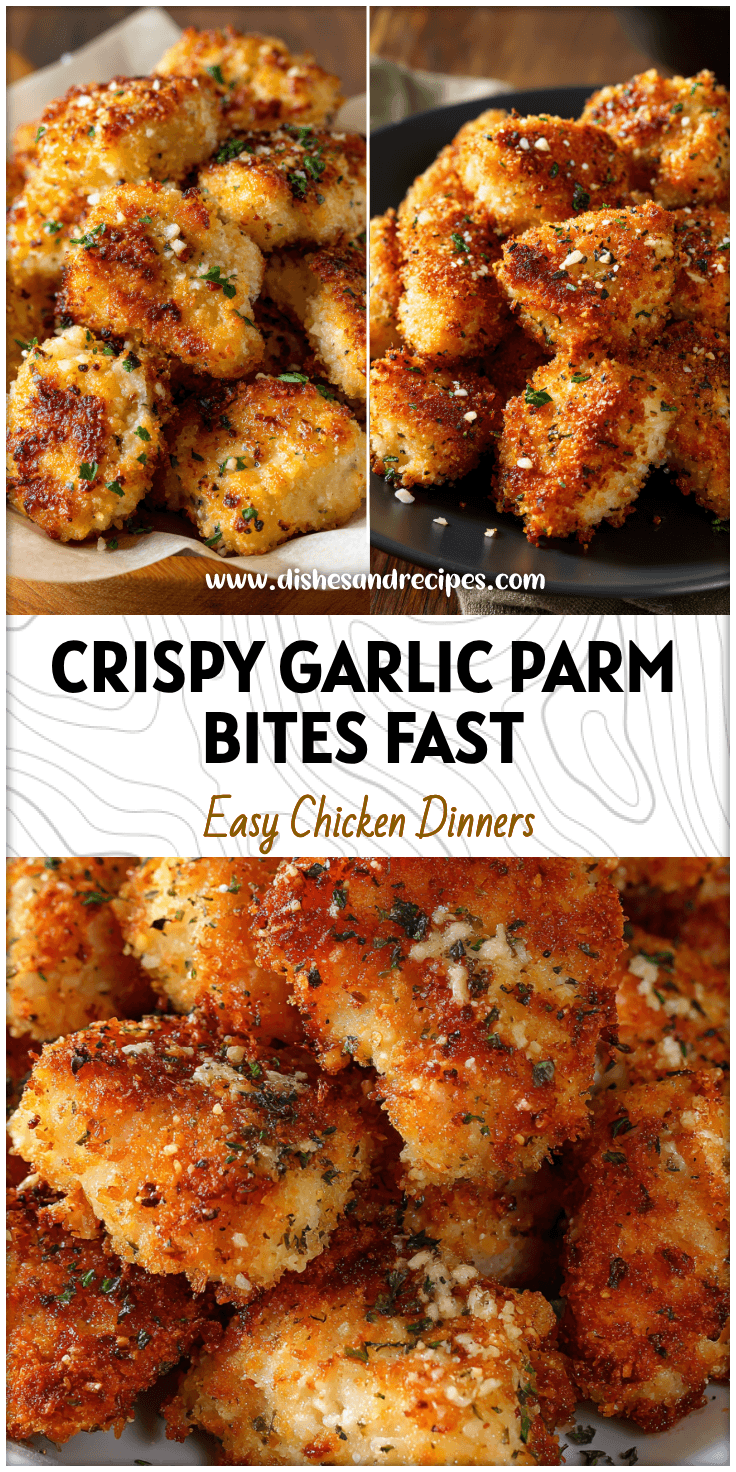 Golden Garlic Parmesan Chicken Bites in an air fryer basket served as a healthy family meal.