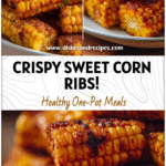 Golden sweet and buttery Air Fryer Corn Ribs served on a plate as crispy BBQ sides.