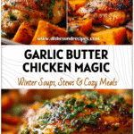 Golden garlic butter chicken breast with roasted sweet potatoes inspired by Peruvian Chicken Recipes.
