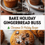 Gingerbread Chocolate Chip Muffins with Molasses & Holiday Spice 5 Freshly baked gingerbread chocolate chip muffins topped with sugar beside a cup of coffee.