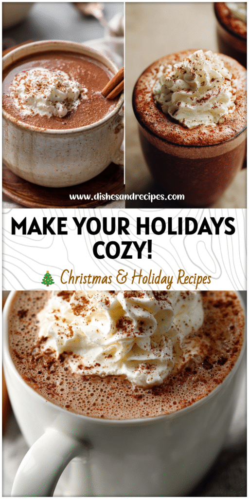 Home 35 A mug of Holiday Spiced Hot Chocolate topped with whipped cream and cinnamon, ideal for Best Hot Drinks for Winter.