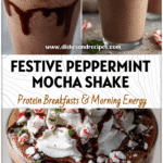 Peppermint Mocha Shakeology: The Perfect Holiday Protein Shake 5 A glass of Peppermint Mocha Shakeology with chocolate drizzle, whipped cream, and crushed peppermint on top.