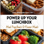 Lunchbox filled with colorful protein snack packs, fruits, and veggies for Healthy Lunch Meal Prep.