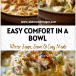 Creamy crockpot chicken parmesan soup served with ramen noodles and herbs in a cozy bowl.