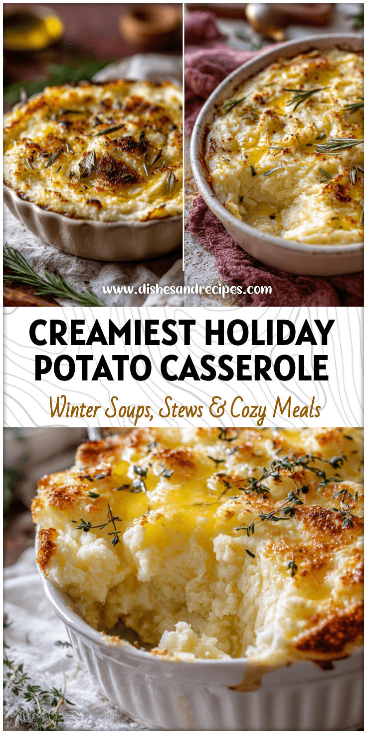 Close-up of riced mashed potatoes casserole with melted butter and crisp baked topping on a rustic table