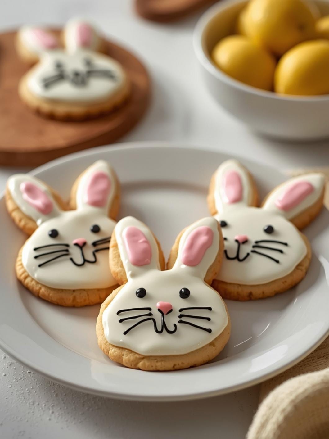Adorable Easter Bunny Face Sugar Cookies