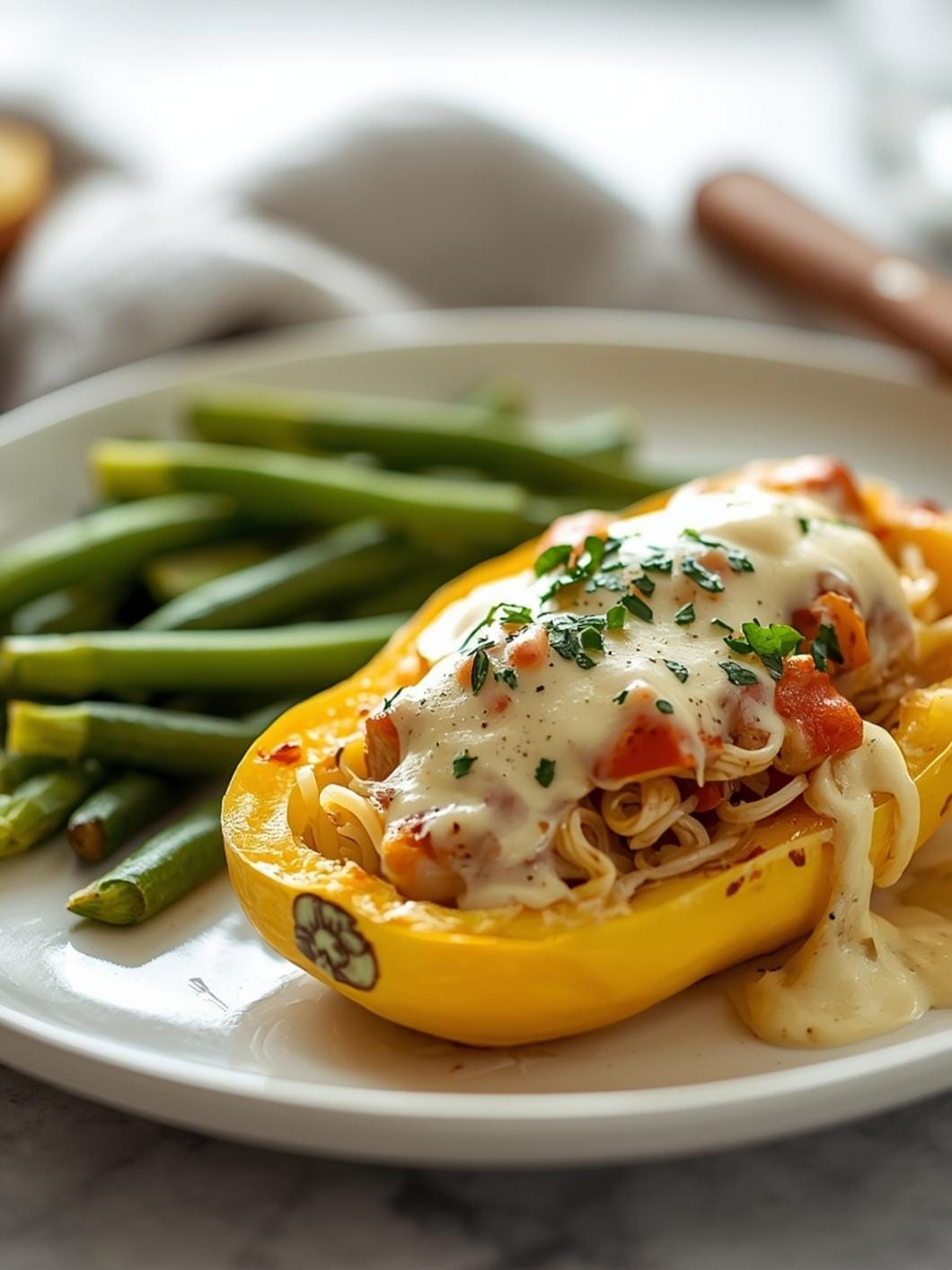 Chicken Alfredo Spaghetti Squash Boats: Easy Low-Carb Recipe 15 Chicken Alfredo Spaghetti Squash Boats: Easy Low-Carb Recipe