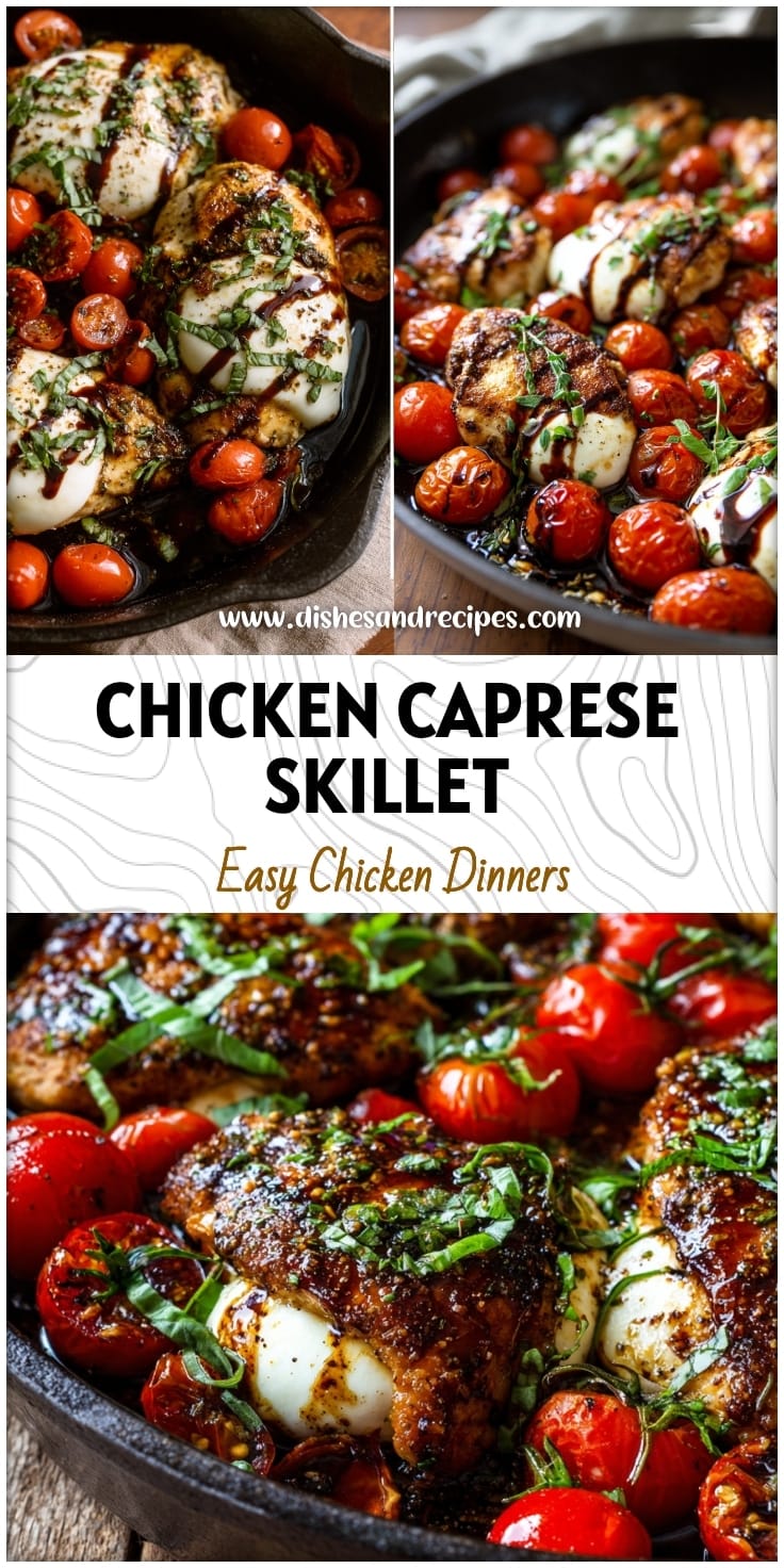 One-Pan Chicken Caprese Skillet with Balsamic Glaze