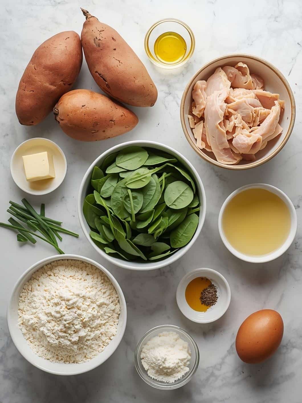 Chicken & Spinach Stuffed Sweet Potatoes